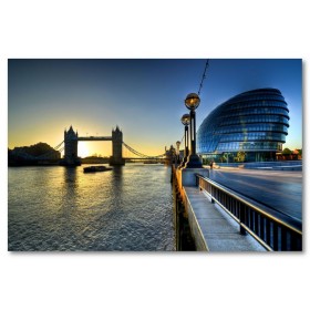 Αφίσα (Λονδίνο, tower bridge, ηλιοβασίλεμα, Τάμεσης)
